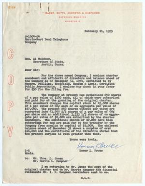 [Letter from Homer L. Bruce to Al Muldrow, February 21, 1955]