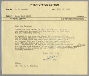 [Letter from Thomas L. James to I. H. Kempner, July 18, 1955]