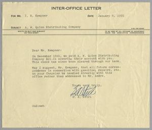[Inter-Office Letter from G. A. Stirl to I. H. Kempner, January 4, 1955]