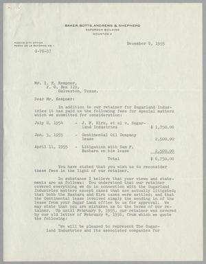 [Letter from Homer L. Bruce to I. H. Kempner, December 8, 1955]