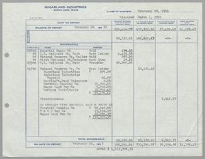 [Sugarland Industries, Balance Sheet, February 28, 1955]