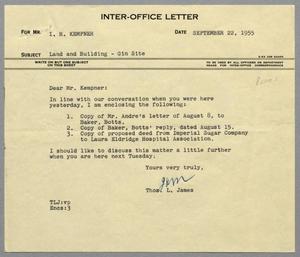 [Letter from Thomas L. James to I. H. Kempner, September 22, 1955]