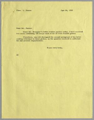 [Letter from D. W. Kempner to Thomas L. James, June 24, 1955]