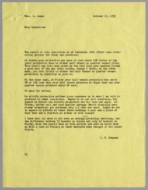 [Letter from I. H. Kempner to Thomas L. James, October 17, 1955]