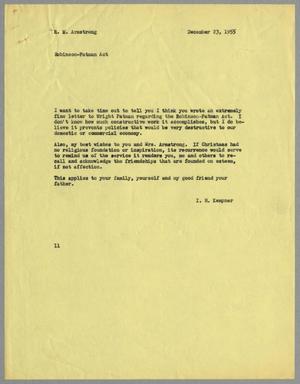 [Letter from I. H. Kempner to R. M. Armstrong, December 23 ,1955]