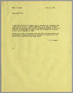 [Letter from I. H. Kempner to Thomas L. James, July 13, 1955]