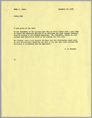 [Letter from I. H. Kempner to Thomas L. James, December 22, 1955]