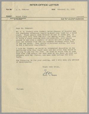 [Letter from Thomas L. James to I. H. Kempner, February 25, 1955]