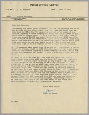 [Letter from Thomas L. James to I. H. Kempner, June 7, 1955]