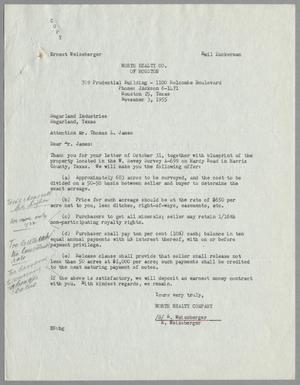 [Letter from Ernest Weissberger to Thomas L. James, November 3, 1955]