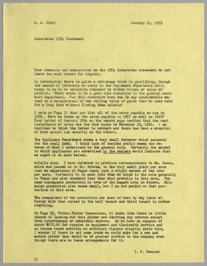 [Letter from I. H. Kempner to G. A. Stirl, January 21, 1955]