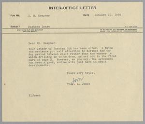 [Letter from Thomas L. James to I. H. Kempner, January 10, 1955]