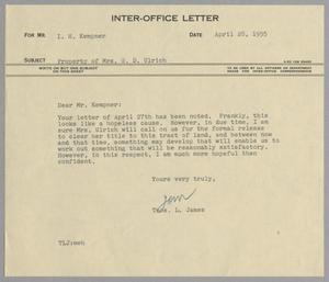 [Letter from Thomas L. James to I. H. Kempner, April 28, 1955]