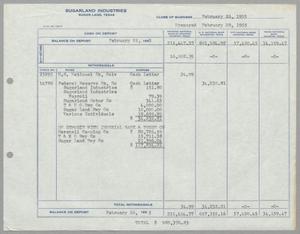 [Sugarland Industries, Balance Sheet, February 25, 1955]
