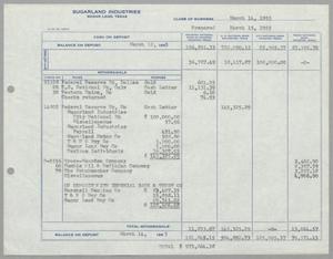 [Sugarland Industries, Balance Sheet, March 14, 1955]