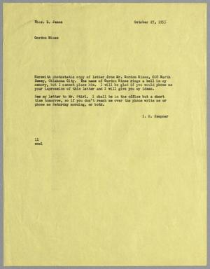 [Letter from I. H. Kempner to Thomas L. James, October 27, 1955]