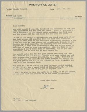 [Letter from Thomas L. James to Harris Kempner, April 22, 1955]
