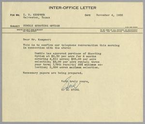 [Letter from G. A. Stirl to I. H. Kempner, November 4, 1955]