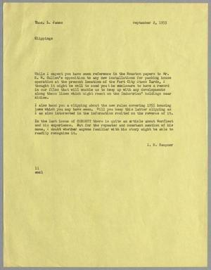 [Letter from I. H. Kempner to Thomas L. James, September 2, 1955]