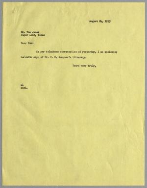 [Letter from A. H. Blackshear, Jr. to Thomas L. James, August 24, 1955]