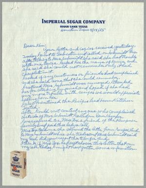 [Letter from Stanley Blum to Ken, April 4, 1955]