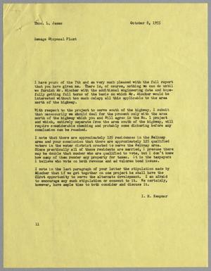 [Letter from I. H. Kempner to Thomas L. James, October 8, 1955]