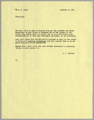 [Letter from I. H. Kempner to Thomas L. James, December 8, 1955]