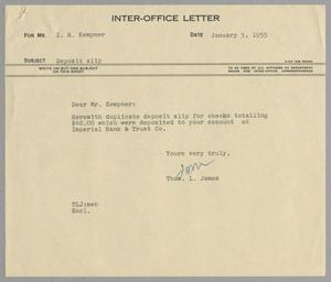 [Letter from Thomas L. James to I. H. Kempner, January 5, 1955]