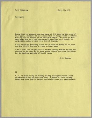 [Letter from I. H. Kempner to R. M. Armstrong, April 30, 1955]