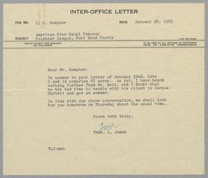 [Letter from Thomas L. James to I. H. Kempner, January 26, 1955]