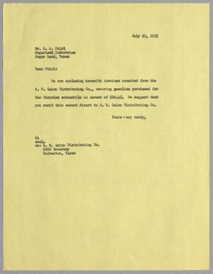 Primary view of object titled '[Letter from A. H. Blackshear, Jr. to G. A. Stirl, July 29, 1955]'.