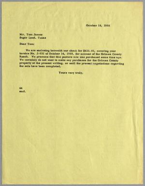 [Letter from A. H. Blackshear, Jr. to Thomas L. James, October 19, 1955]