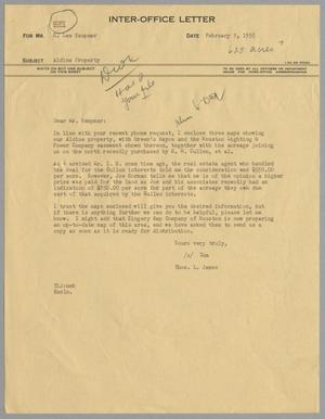[Letter from Thomas L. James to R. Lee Kempner, February 9, 1955]