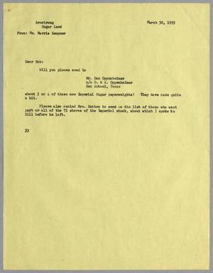 [Letter from Harris L. Kempner to R. M. Armstrong, March 30, 1955]