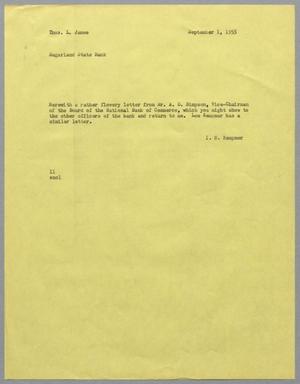 [Letter from I. H. Kempner to Thomas L. James, September 1955]