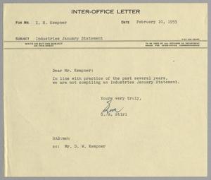 [Letter from G. A. Stirl to I. H. Kempner, February 10, 1955]