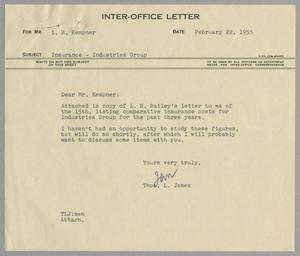 [Letter from Thomas L. James to I. H. Kempner, February 22, 1955]
