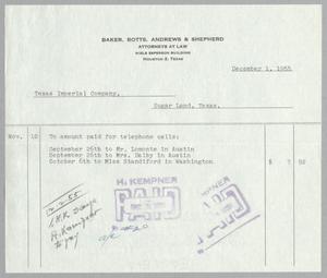 [Invoice for Telephone Charges, December 1, 1955]
