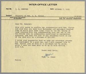 [Letter from Thomas L. James to I. H. Kempner, October 7, 1955]