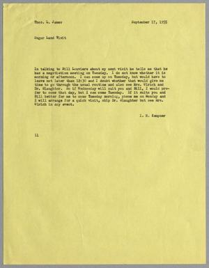 [Letter from I. H. Kempner to Thomas L. James, September 17, 1955]