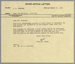 [Letter from Thomas L. James to I. H. Kempner, September 28, 1955]