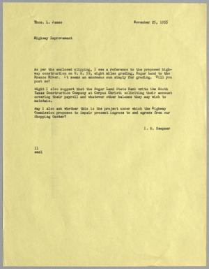 [Letter from I. H. Kempner to Thomas L. James, November 25,1955]