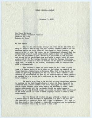 [Letter from I. H. Kempner to Homer L. Bruce, November 7, 1955]