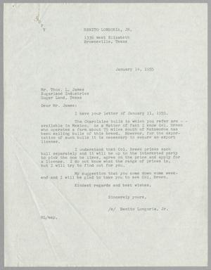 [Letter from Benito Longoria, Jr. to Thomas L. James, January 14, 1955]