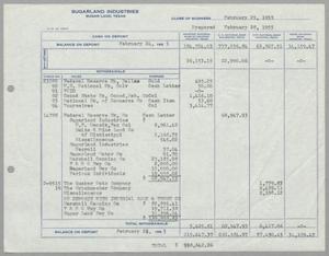 [Sugarland Industries, Balance Sheet, February 25, 1955]