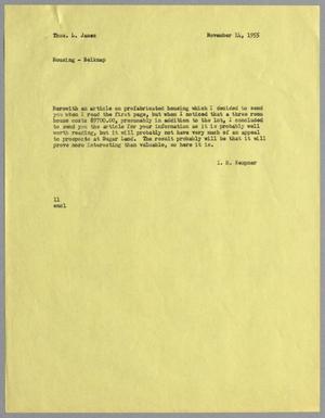 [Letter from I. H. Kempner to Thomas L. James, November 14, 1955]