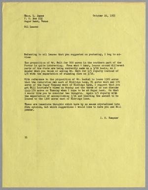 [Letter from I. H. Kempner to Thomas L. James, October 22, 1955]