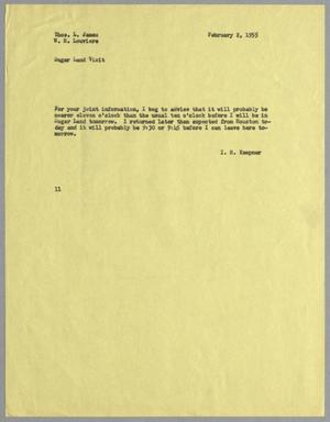 [Letter from I. H. Kempner to Thomas L. James, February 2, 1955]