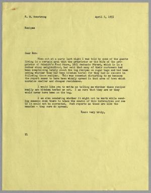[Letter from Daniel W. Kempner to R. M. Armstrong, April 8, 1955]