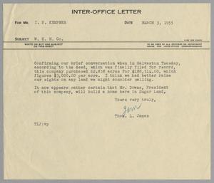 [Letter from Thomas L. James to I. H. Kempner, March 3, 1955]